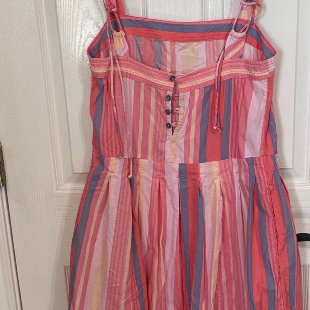 Free People Striped Primavera Drop Waist Pink Midi Sundress - Picture 3 of 8